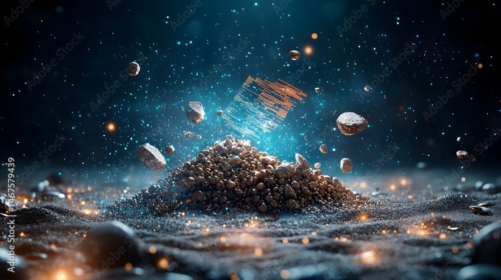 Poster a stunning visualization of holographic data analysis showcasing the intricate patterns and cosmic e