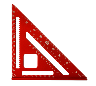 Red speed square measuring tool on transparent background - Powered by Adobe