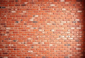 Naklejka premium Wide panoramic view of aged red brick wall texture, ideal home/office backdrop, grunge, pattern