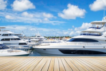 Fototapeta premium Luxury yachts docked at marina, sunny day