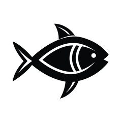 Fototapeta premium Simple black and white vector illustration of a stylized fish suitable for graphic design and branding projects
