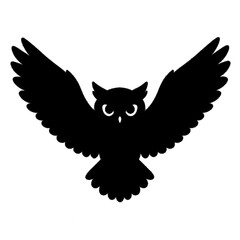 Obraz premium black silhouette of a flying owl with outstretched wings minimal vector style design for wildlife nature illustrations nocturnal creatures symbols of wisdom and freedom for art or logo use