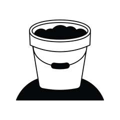 sand bucket glyph icon with white background vector stock illustration