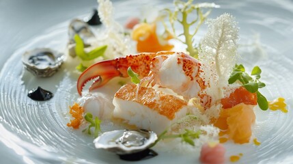 Exquisite seafood platter with lobster, oysters, and innovative garnishes