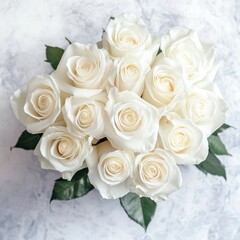 Obraz premium Fresh white roses bouquet