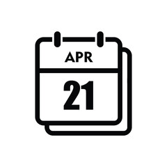 calender icon, 21 april icon with white background