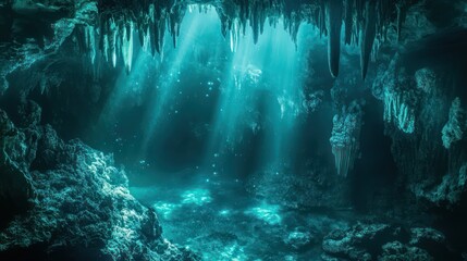 Underwater scene light beams