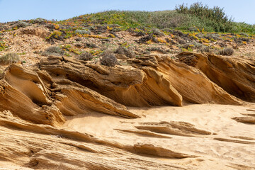 Eroded sandstone formations near Portu Maga Sardinia