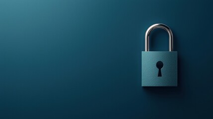 Fototapeta premium Metal padlock on a textured teal background.