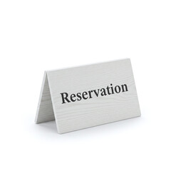 White "Reservation" Table Tent Card