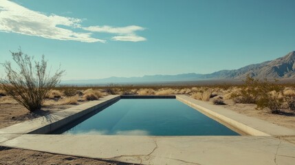 Fototapeta premium Desert oasis pool reflecting mountains