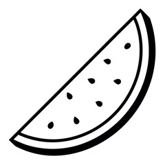 Simple Black and White Watermelon Slice Graphic