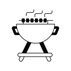 barbecue glyph icon with white background vector stock illustration