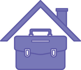 Colored Remote Work Icons. Vector Illustration. Home and Work Briefcase. Freelance, Work from Home. Work and Office Concept