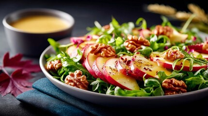 Salad with caramelized pear