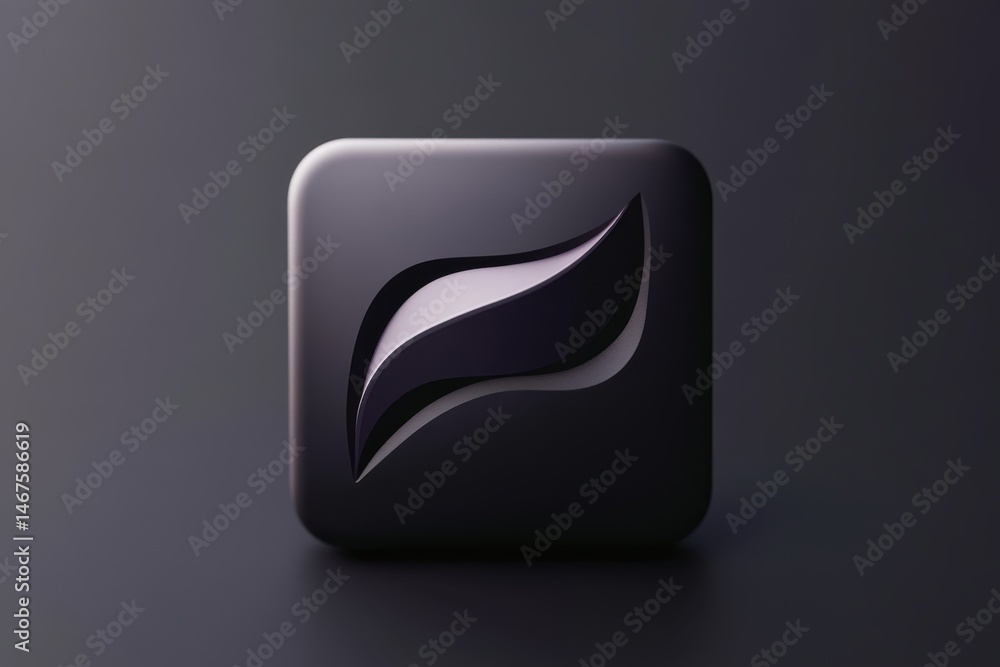 Poster dark square with a leaf shape design on background