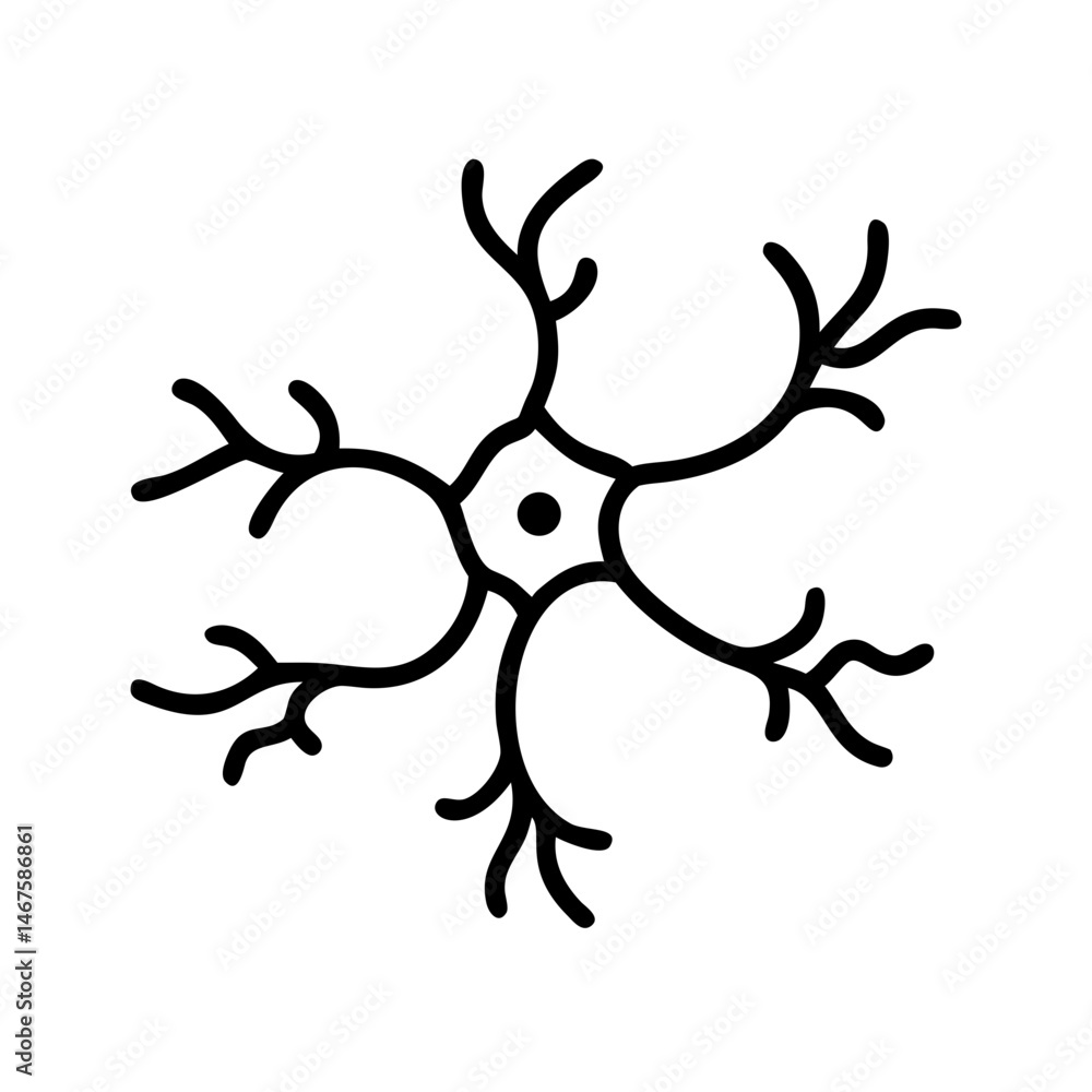 Poster neuron e compact symmetry on transparent background for web and graphic design