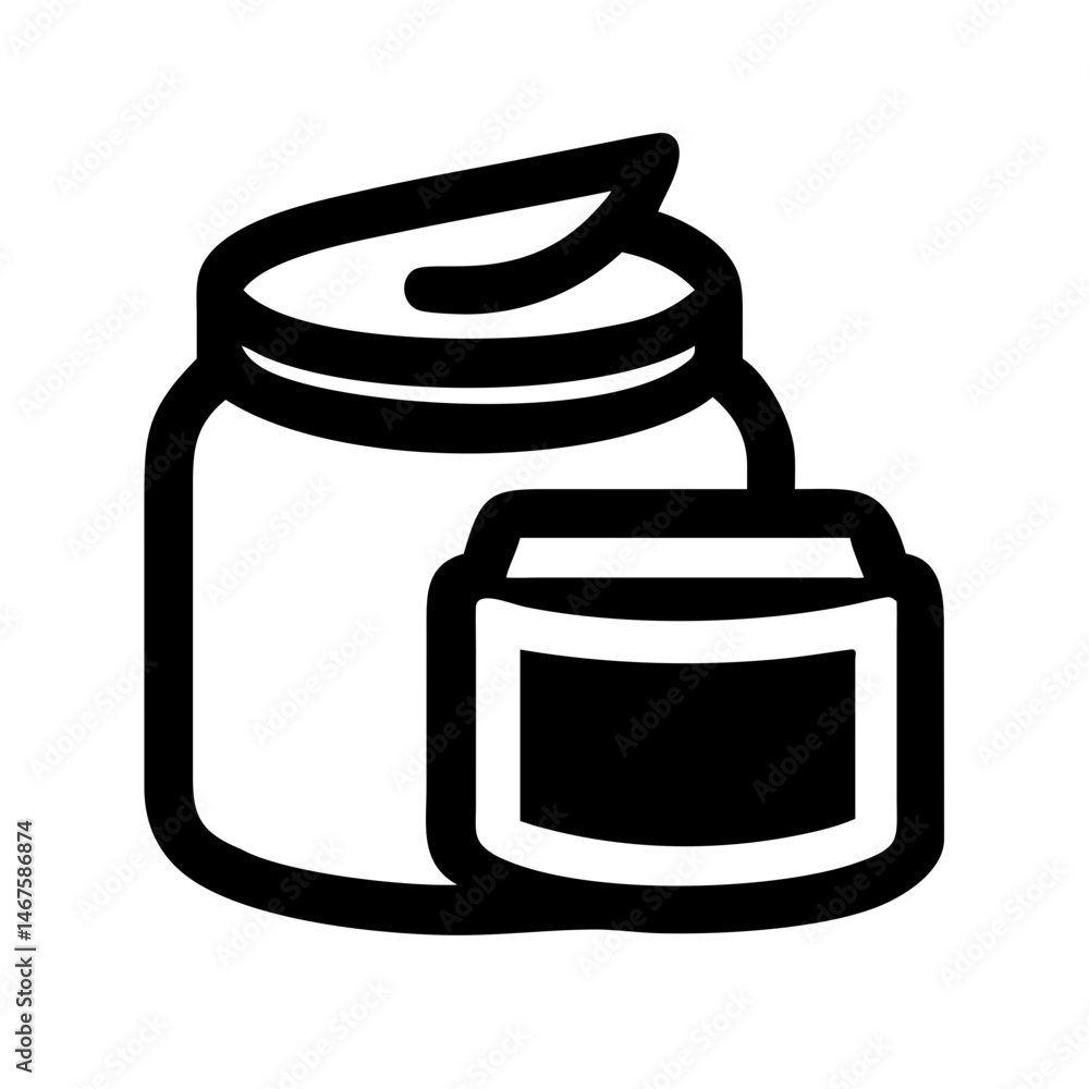 Poster opened jar with cream silhouette on transparent background for web and graphic design