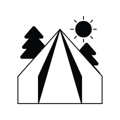 tent glyph icon with white background vector stock illustration