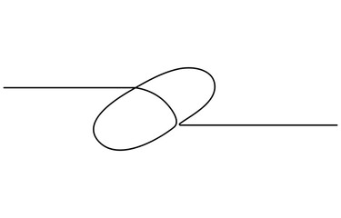 One continuous line drawing of medicine set with pills. Pharmaceutical components and capsules