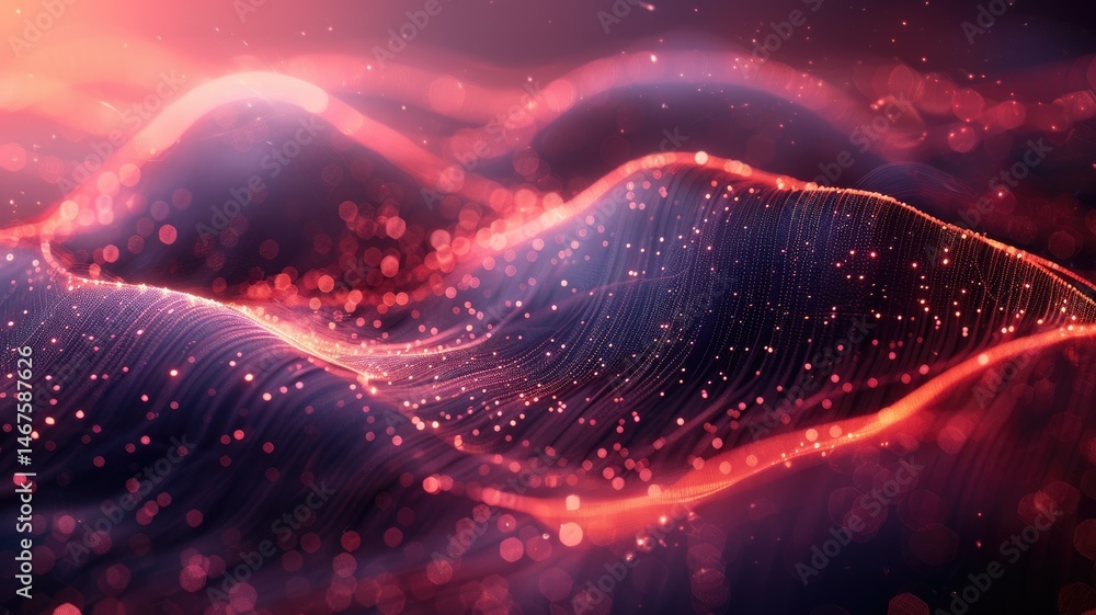 Poster abstract picture colorful light particle with digital technology style design connecting become dyna