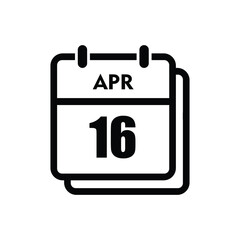 calender icon, 16 april icon with white background