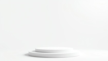 Minimalist white display stand for products.