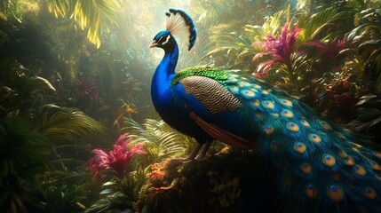 Peacock in the jungle