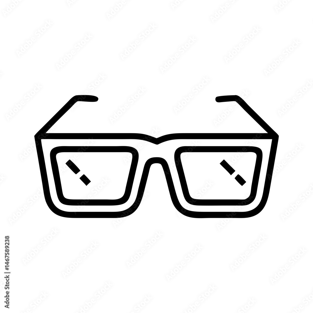Poster rectangle frame glasses on transparent background for web and graphic design