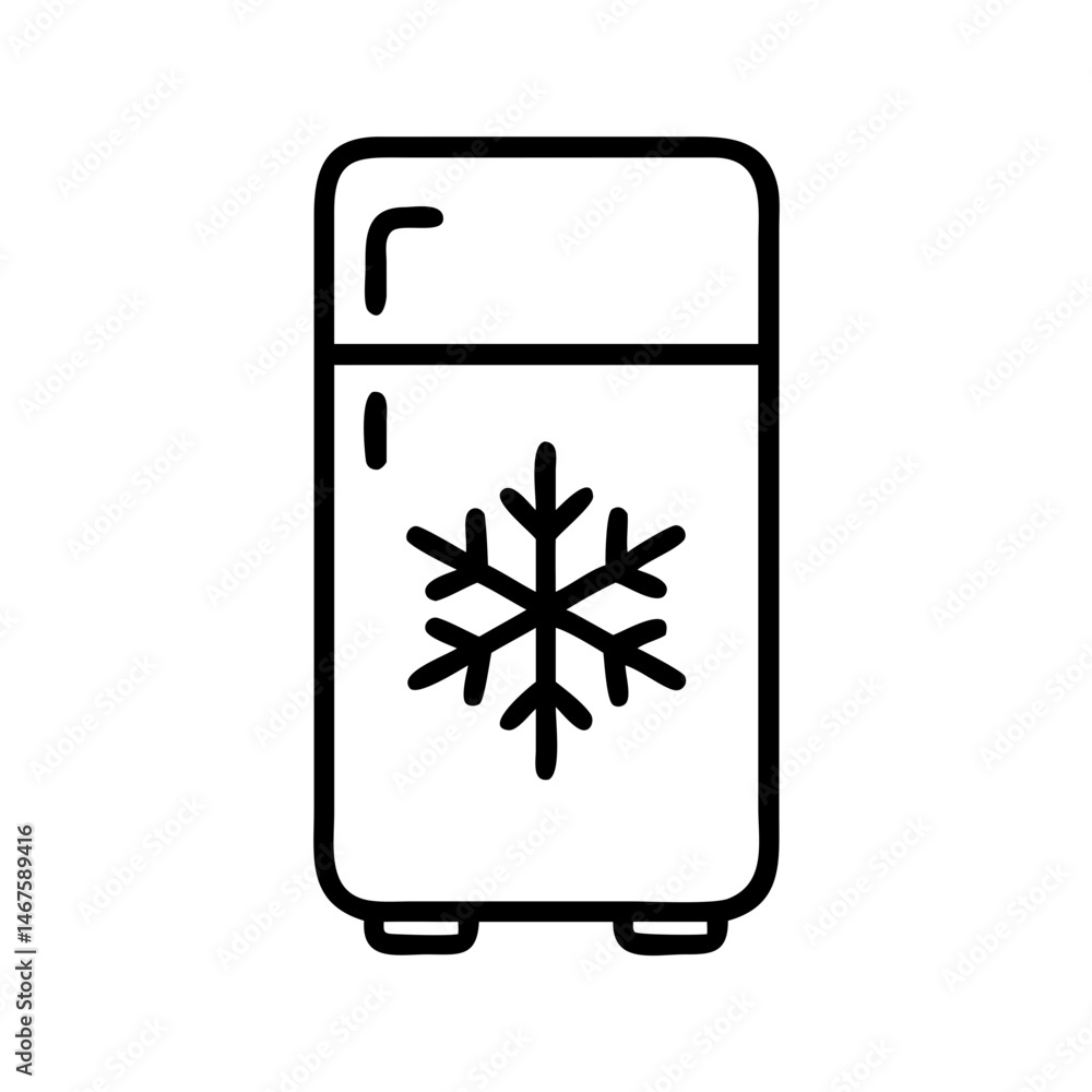 Poster refrigerator with detachable snowflake label on transparent background for web and graphic design