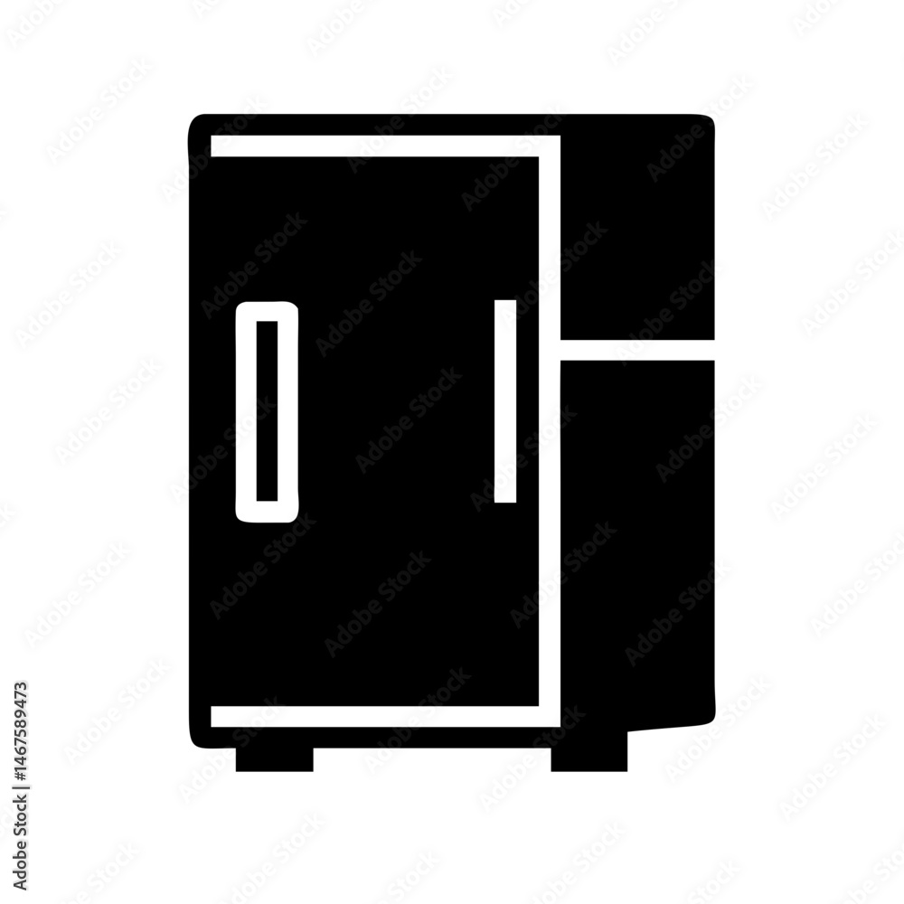 Aufkleber refrigerator with side handle silhouette on transparent background for web and graphic design