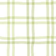 Sage Green White Plaid Gingham Check Hand Drawn Background Pattern Overlay