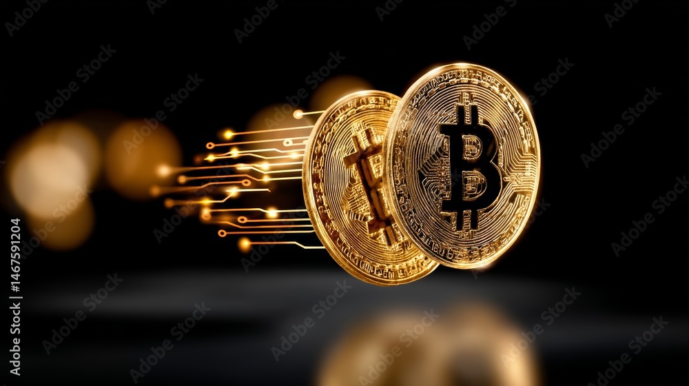 Aufkleber two golden coins with the letter b on them are flying through the air. the coins are surrounded by a