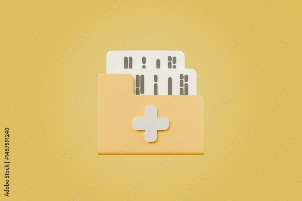 Fototapete 3d folder new icon symbol. minimal cartoon new folder icon concept. add new document to the folder c
