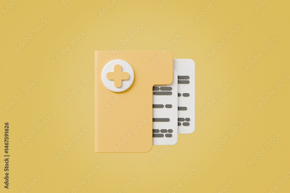 Fototapete 3d folder new icon symbol. minimal cartoon new folder icon concept. add new document to the folder c