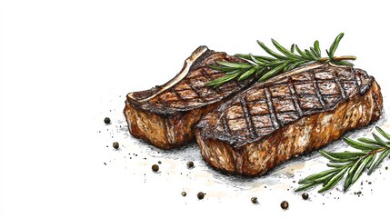 Grilled steak illustration