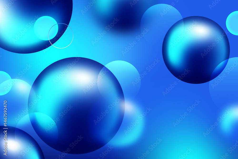 Poster abstract 3d geometric circle gradient soft light blue pattern bokeh on dark blue background design f
