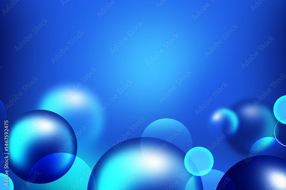 Poster abstract 3d geometric circle gradient soft light blue pattern bokeh on dark blue background design f