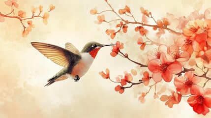 Hummingbird and flower