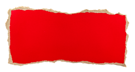A piece of red torn and crumpled paper on a white background. red paper