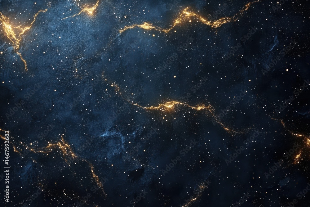 Poster dark navy background with subtle golden sparkles for design use