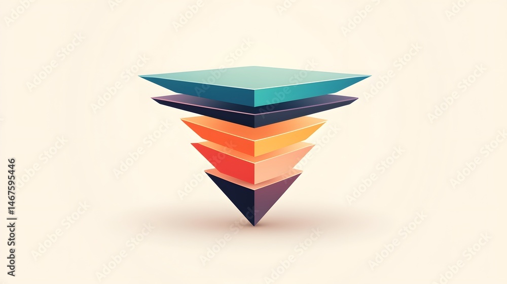 Aufkleber abstract 3d funnel chart with colorful gradient layers