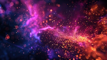 Wonderful picture of colorful light sparkling particles scattered across space background, create abstract bokeh effect perfect for designs that aim to evoke a sense of energetic and fantasy. AIG53.