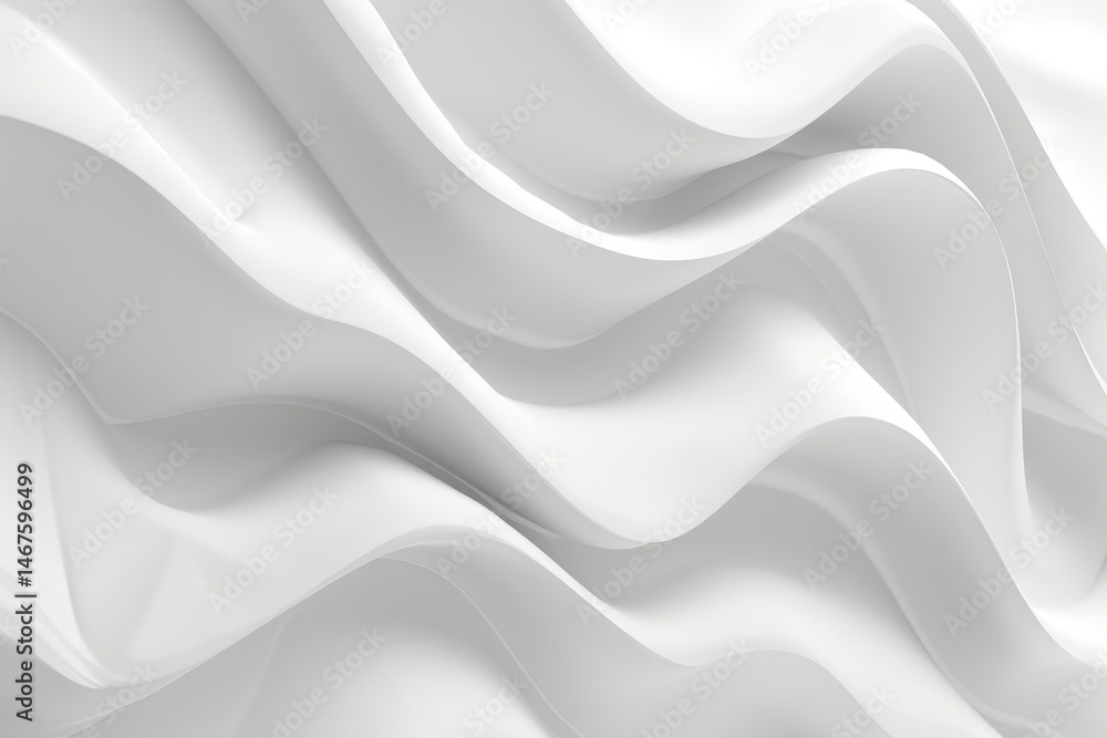 Poster soft white fabric with flowing curves. background image of wavy white texture with flowing wave patt
