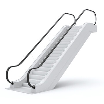 White Escalator with Angled Side View