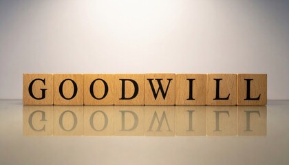 Wooden block spelling goodwill on polished table highlighting intangible asset business environment