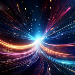 Obraz premium Neon Swirls. Abstract Energy. Glowing Light Trails. Abstract Particle Flow. Futuristic Neon Design. Vivid Abstract Backgrounds