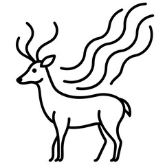 Stylized deer with wavy lines silhouette vector illustration