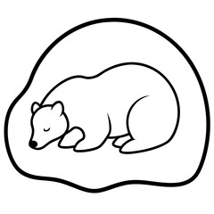 Sleeping bear outline simple silhouette vector illustration