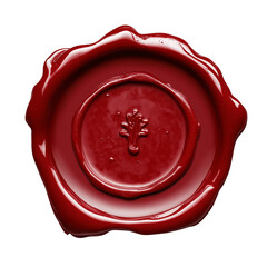 Wax seal with red wax lying on a white background